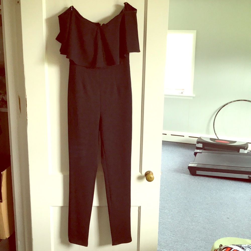 Black off the shoulder jumpsuit